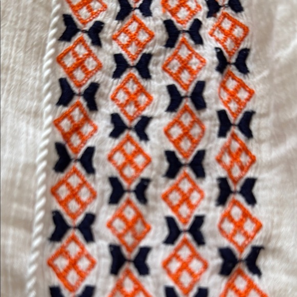 JOIE Women's Cream and Orange Embroidered Top XS - Picture 4 of 6